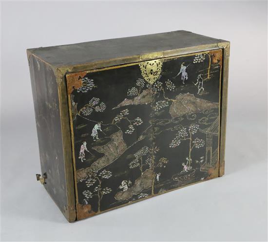 A late 17th century lac burgauté escritoire, W.2ft 9in. D.1ft 3in. H.2ft 3in.
